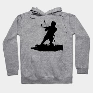 Kitesurfing Enthusiast Riding A Wave Black Silhouette Hoodie